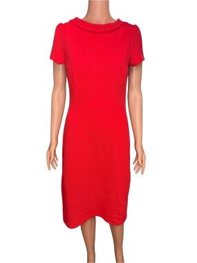 Boden Red Midi Dress Size 6L Short Sleeve Elegant